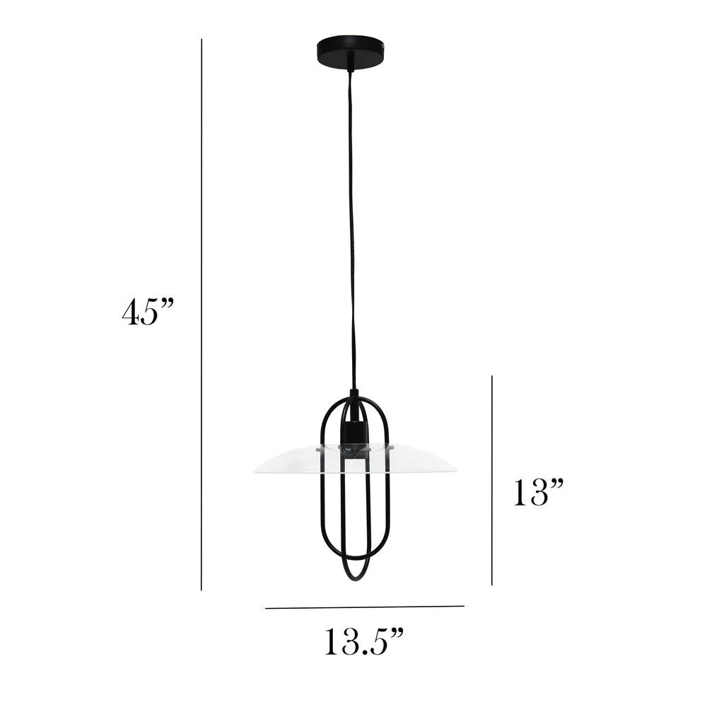 1 Light Modern Metal Pendant Light, Black