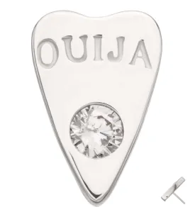 14kt White Gold Ouija Planchette Clear CZ Threadless Top