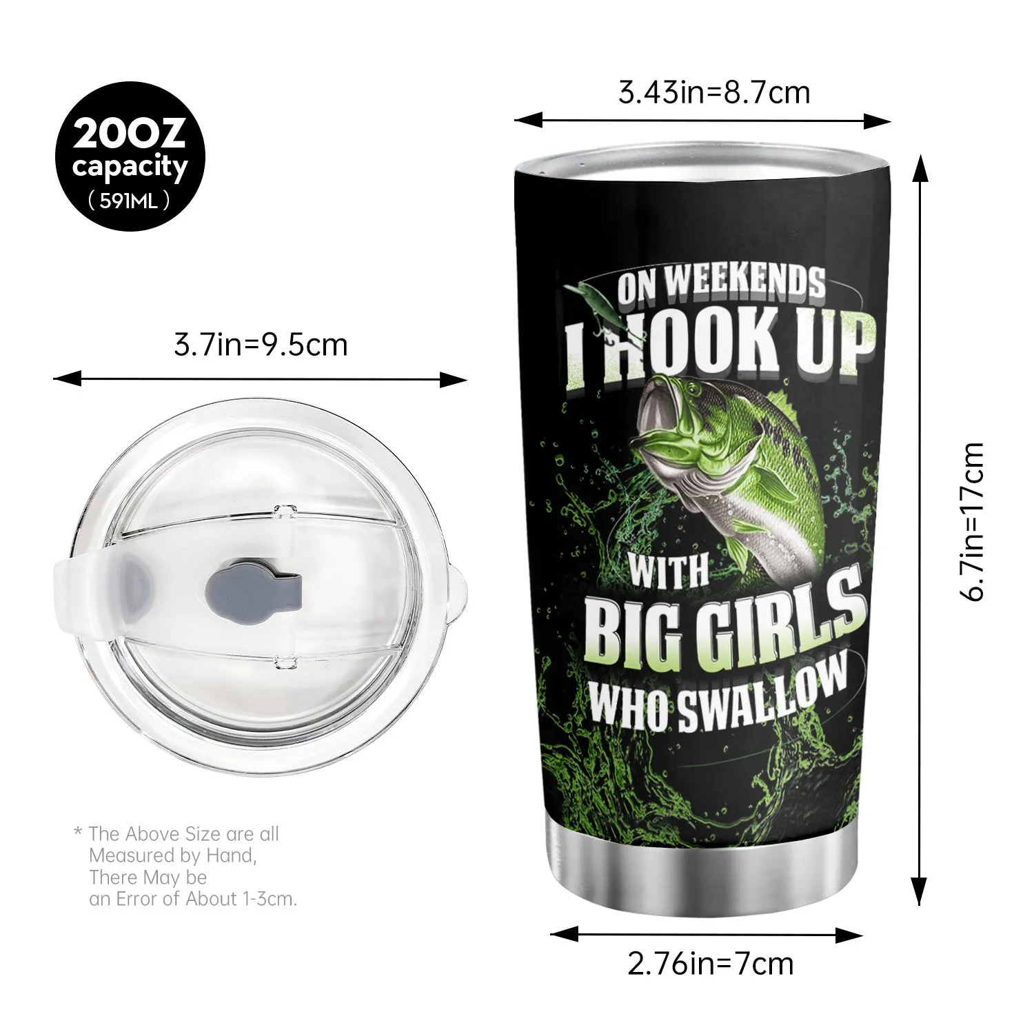 20oz Fish and Fish Double Wall Stainless Steel Tumbler with Lid & Straw - Perfect for Weekend Fishing Trips!