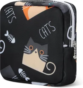 5.1" Mini Makeup Bag for Purse, Nylon Small Makeup Pouch Travel Cosmetic Make up Bags for Women Girls, Cute Preppy Mini Toiletry Bag Coin Pouch Period Bag(5170 Black)