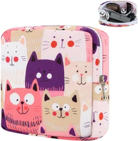 5.1" Mini Makeup Bag for Purse, Nylon Small Makeup Pouch Travel Cosmetic Make up Bags for Women Girls, Cute Preppy Mini Toiletry Bag Coin Pouch Period Bag(Cat Pink)