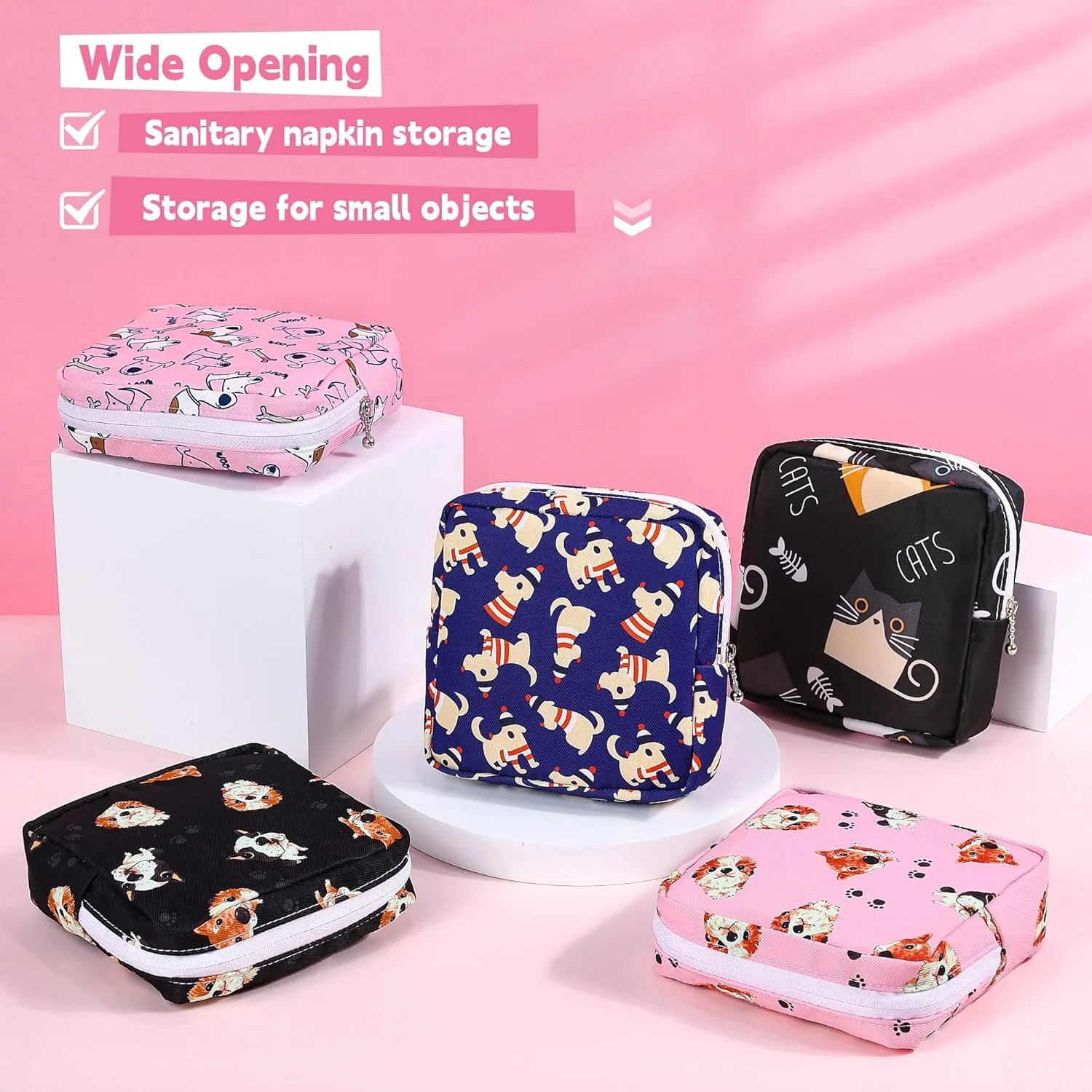 5.1" Mini Makeup Bag for Purse, Nylon Small Makeup Pouch Travel Cosmetic Make up Bags for Women Girls, Cute Preppy Mini Toiletry Bag Coin Pouch Period Bag(N1230 Black)