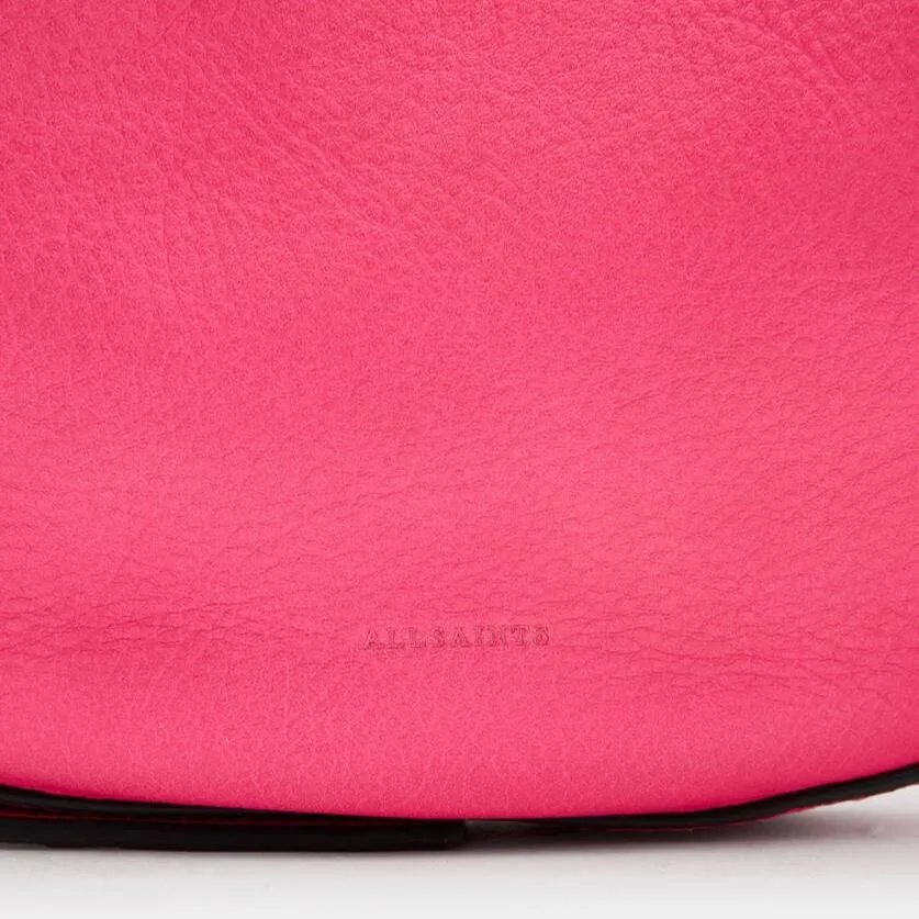 AllSaints Half Moon Leather Crossbody Bag in Hot Pink
