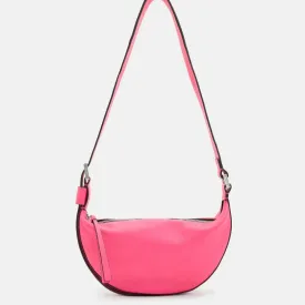 AllSaints Half Moon Leather Crossbody Bag in Hot Pink