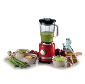 Ariete 585 Modern Blender, 1000 W, 1.5 L Capacity, 4 Speeds   Pulse Function, Graduated Glass Cup, 4 Stainless Steel Blades, Red