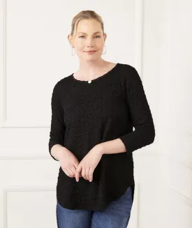 Black 3/4 Sleeve Shirttail Top