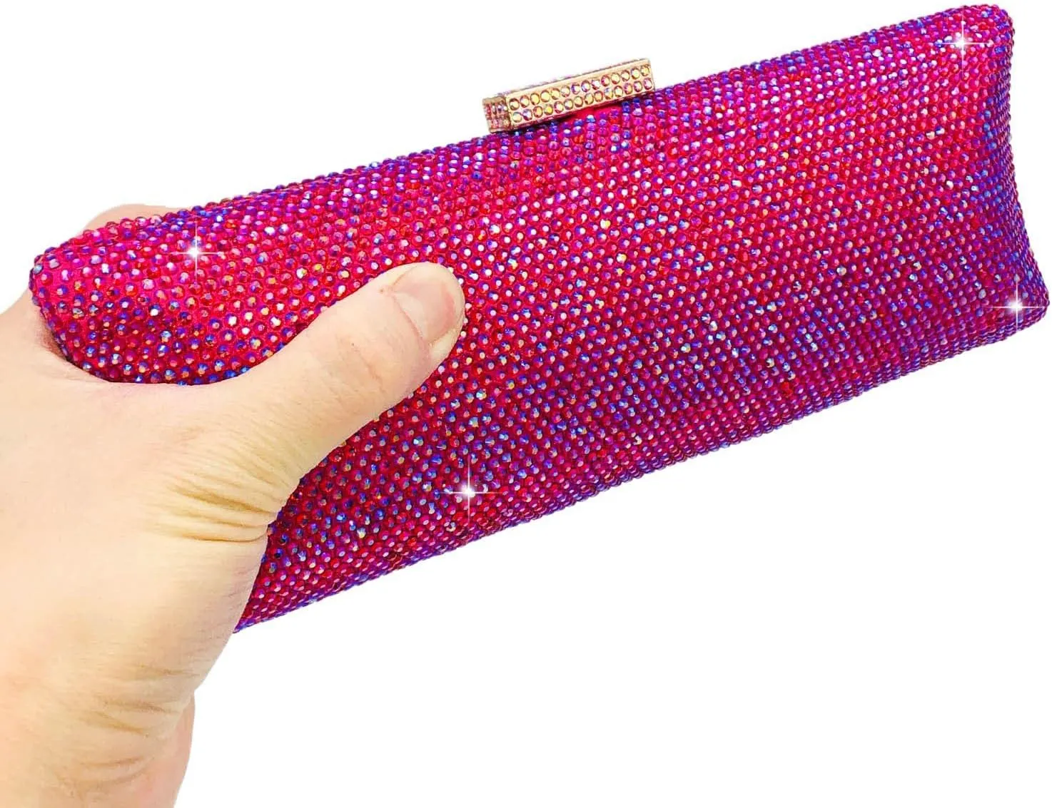 Boutique De FGG Long Evening Bags and Clutches for Women Formal Party Rhinestone Handbags Wedding Crystal Clutch Purse,Mini