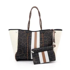 Brown Print Neoprene Tote