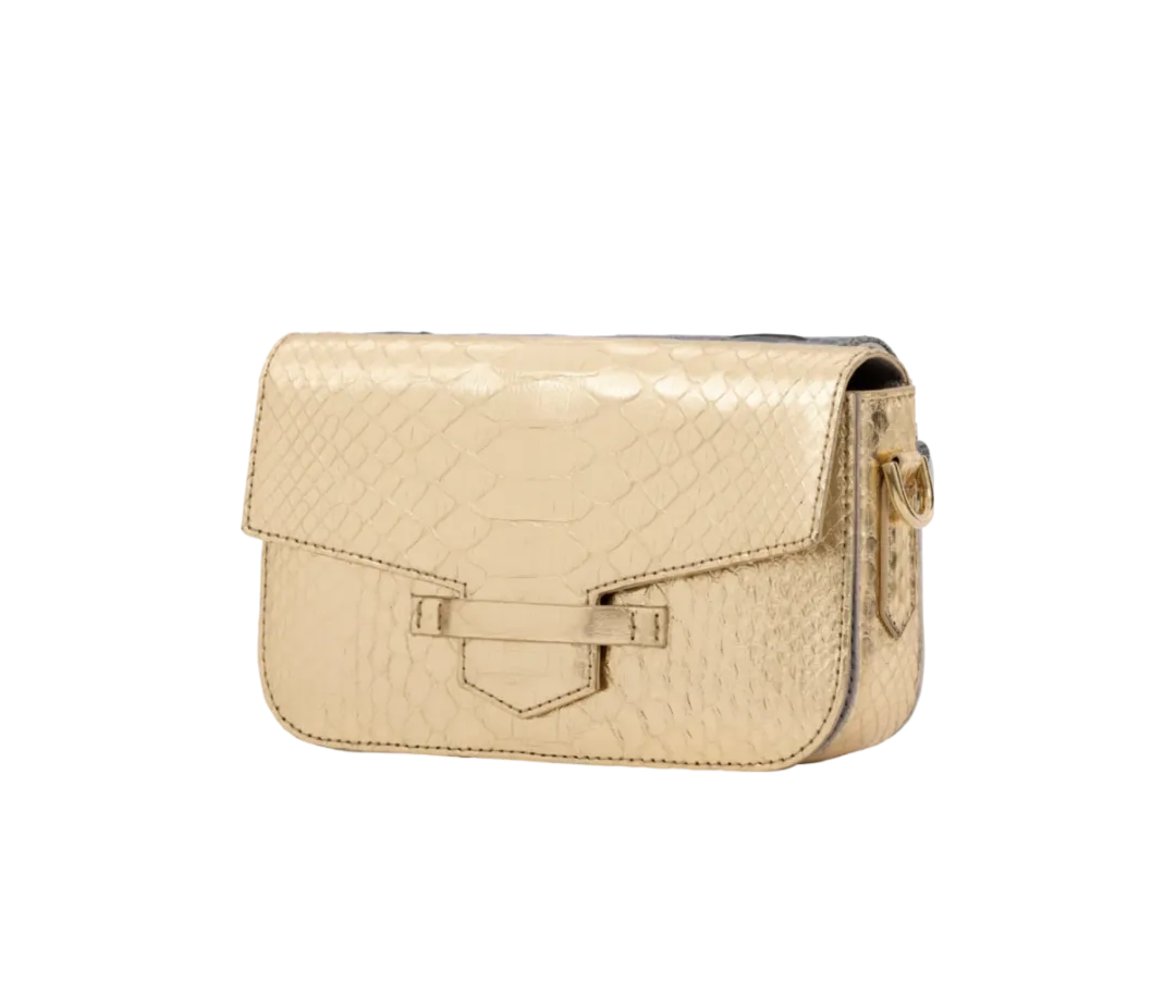 Caia Crossbody in Metallic Gold Python by Cape Cobra