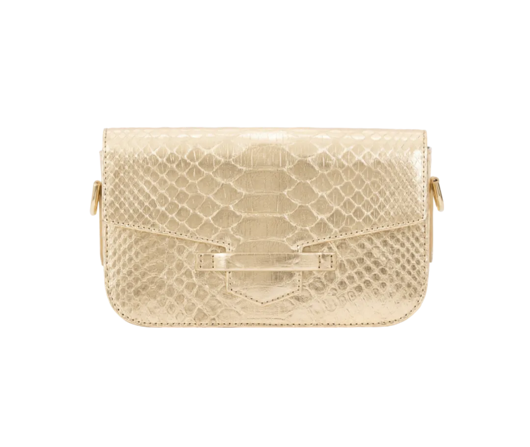 Caia Crossbody in Metallic Gold Python by Cape Cobra