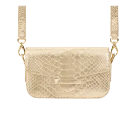 Caia Crossbody in Metallic Gold Python by Cape Cobra