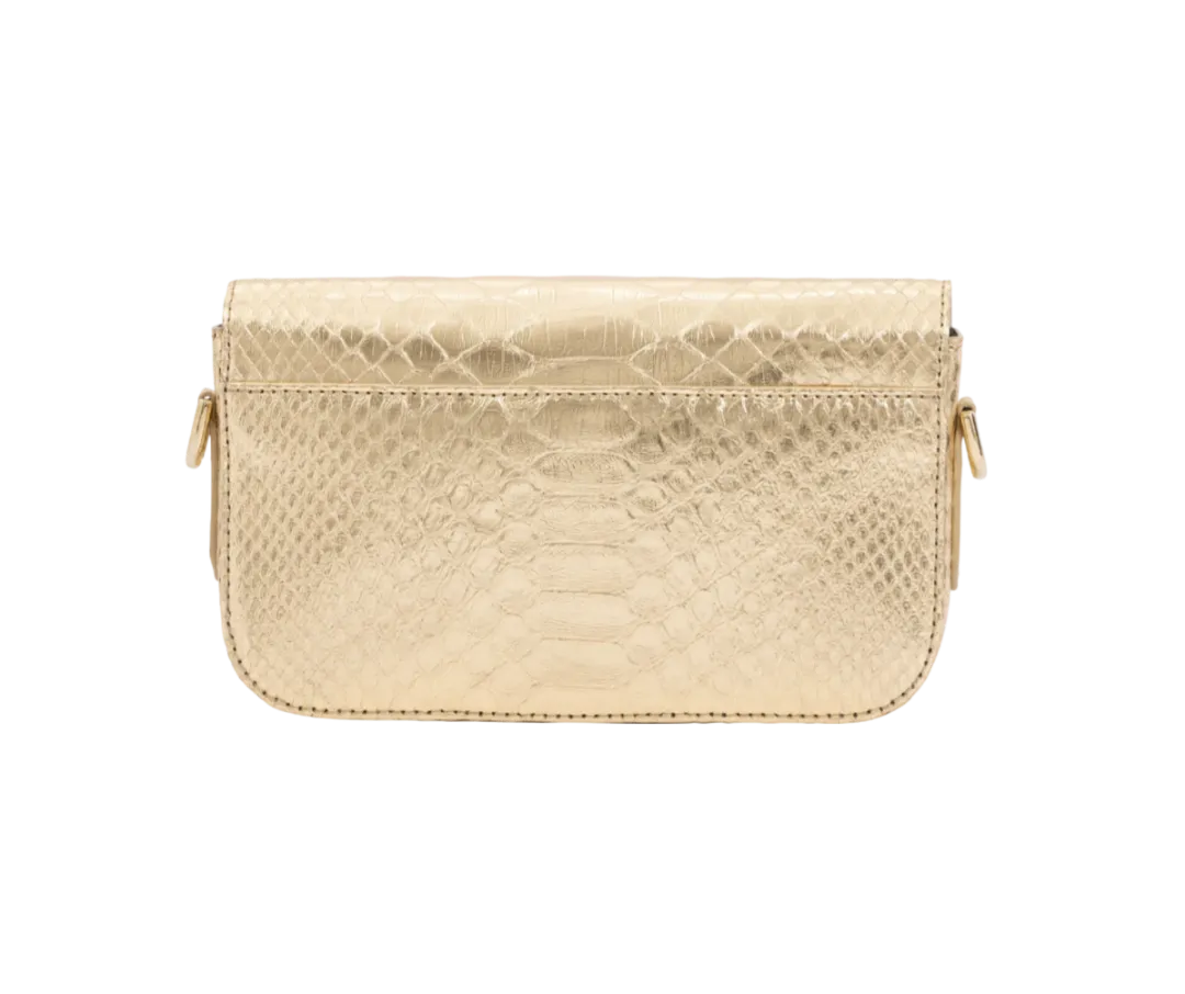 Caia Crossbody in Metallic Gold Python by Cape Cobra