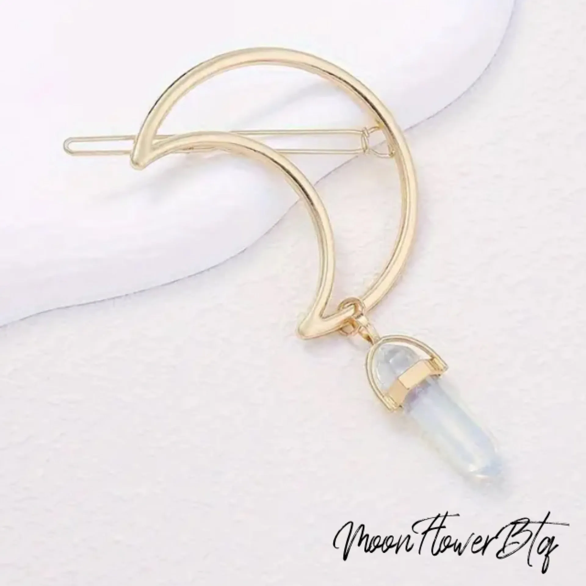 Clear Crystal Crescent Moon Hair Clip