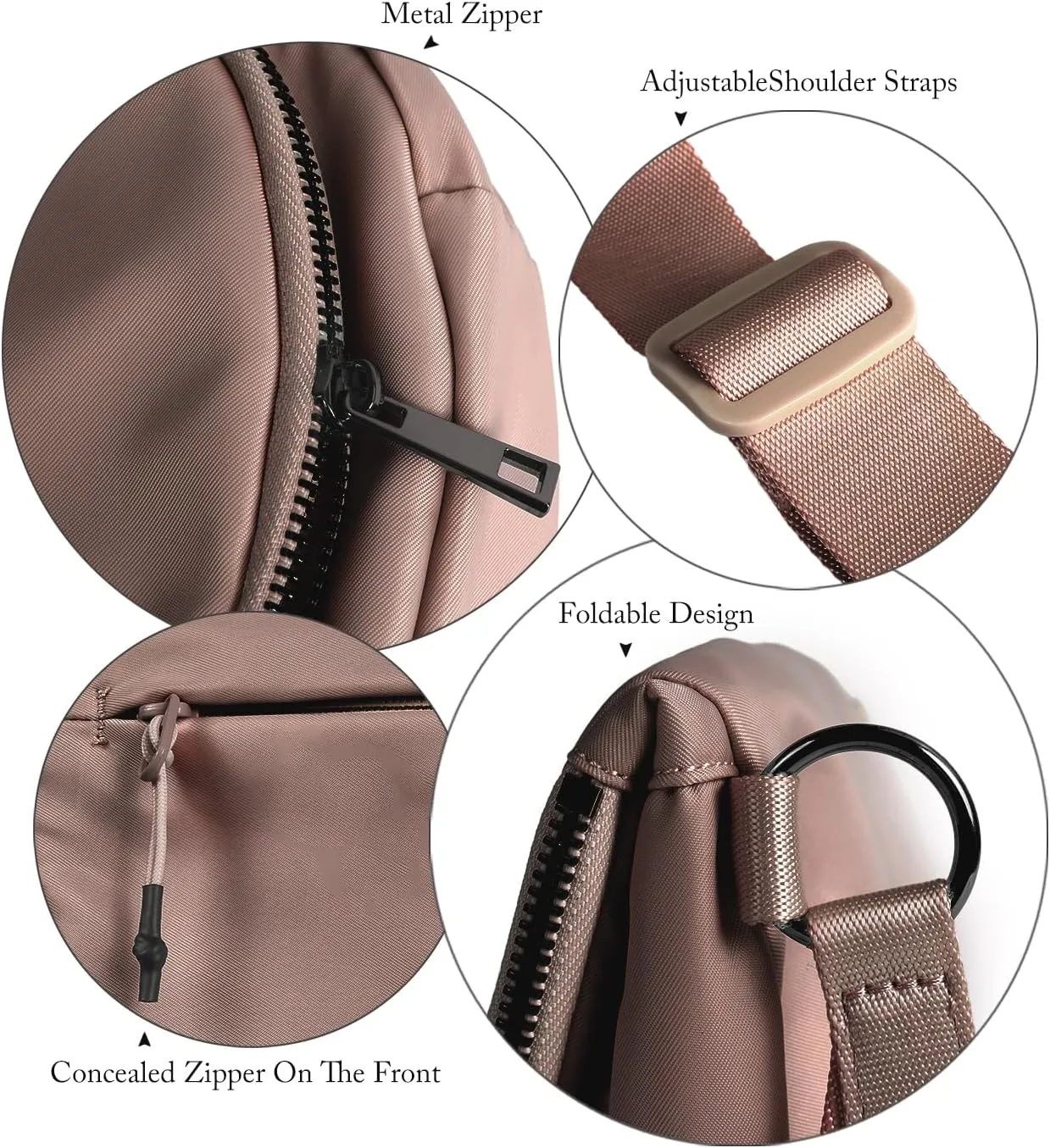 Crescent Bag for Women and Men, Fashion Medium Nylon Folding Crescent Moon Bag Single Shoulder Bag with Adjustable Strap