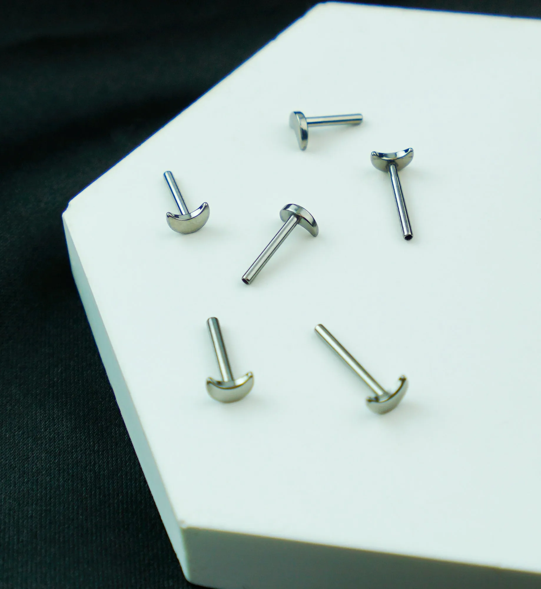 Crescent Moon Titanium Threadless Labret Post