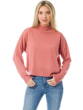 Drop Shoulder Boxy Crewneck Crop Knit Sweater