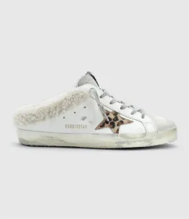 Golden Goose - Sneakers Super-Star Sabot - Blanc/Glace/Beige Brun Leo/Beige
