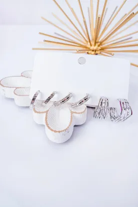 Hudson Silvertone Earrings 3 Pair Set