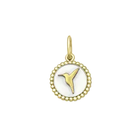 Hummingbird Charm White and Gold