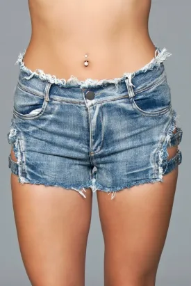 J10BL Buckled Down Denim Shorts - Medium Wash