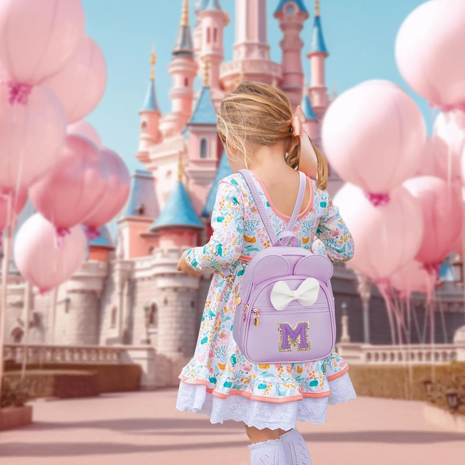 KKXIU Girls Initial Bowknot Cute Mini Backpack Small Women Daypacks, Personalized Trendy Stuff Gifts for Kids and Teen - Purple - M