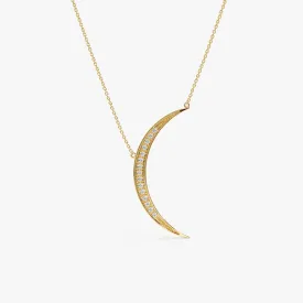 Large Diamond Crescent Necklace, Luna