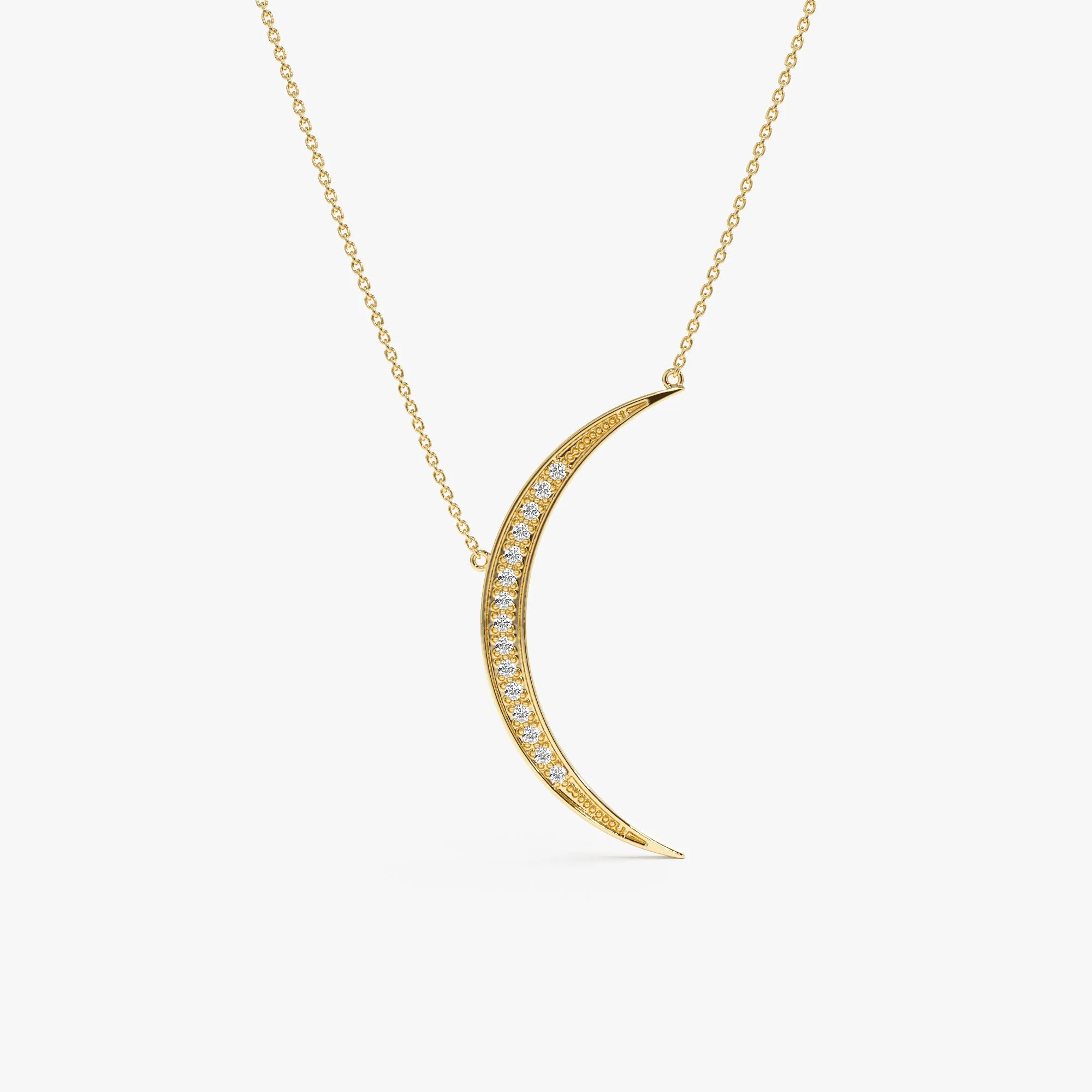 Large Diamond Crescent Necklace, Luna