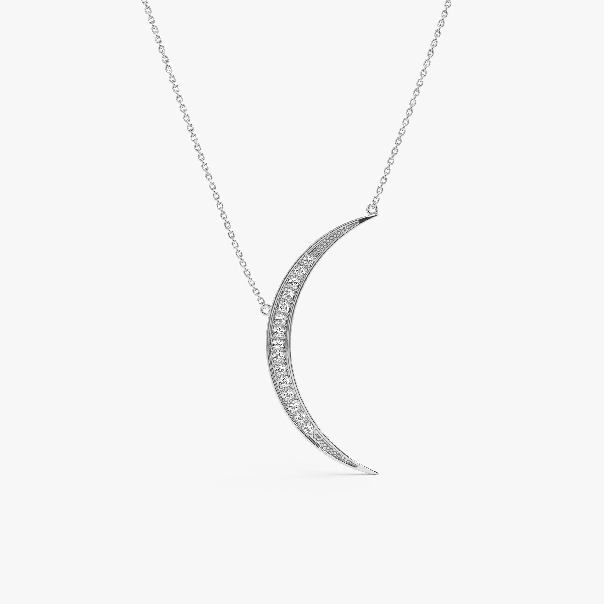 Large Diamond Crescent Necklace, Luna