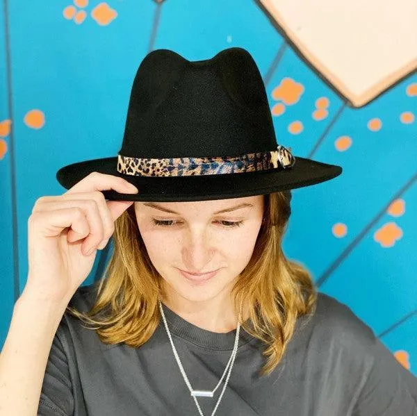 Leopard Band Fedora Hat