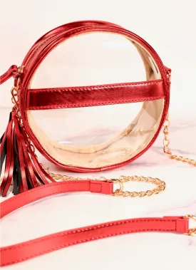 Madison Clear Crossbody - Metallic Red