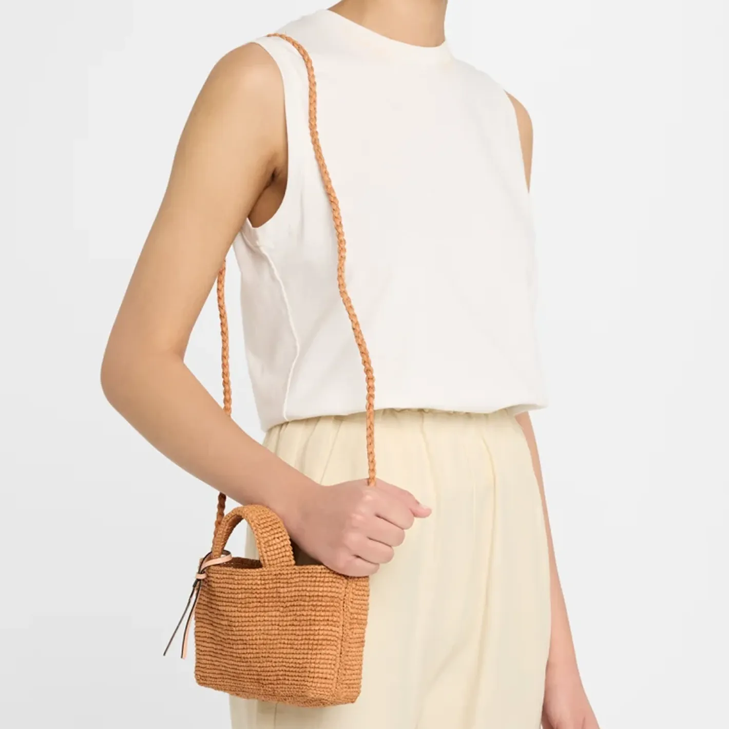 manebi mini tan raffia sunset bag