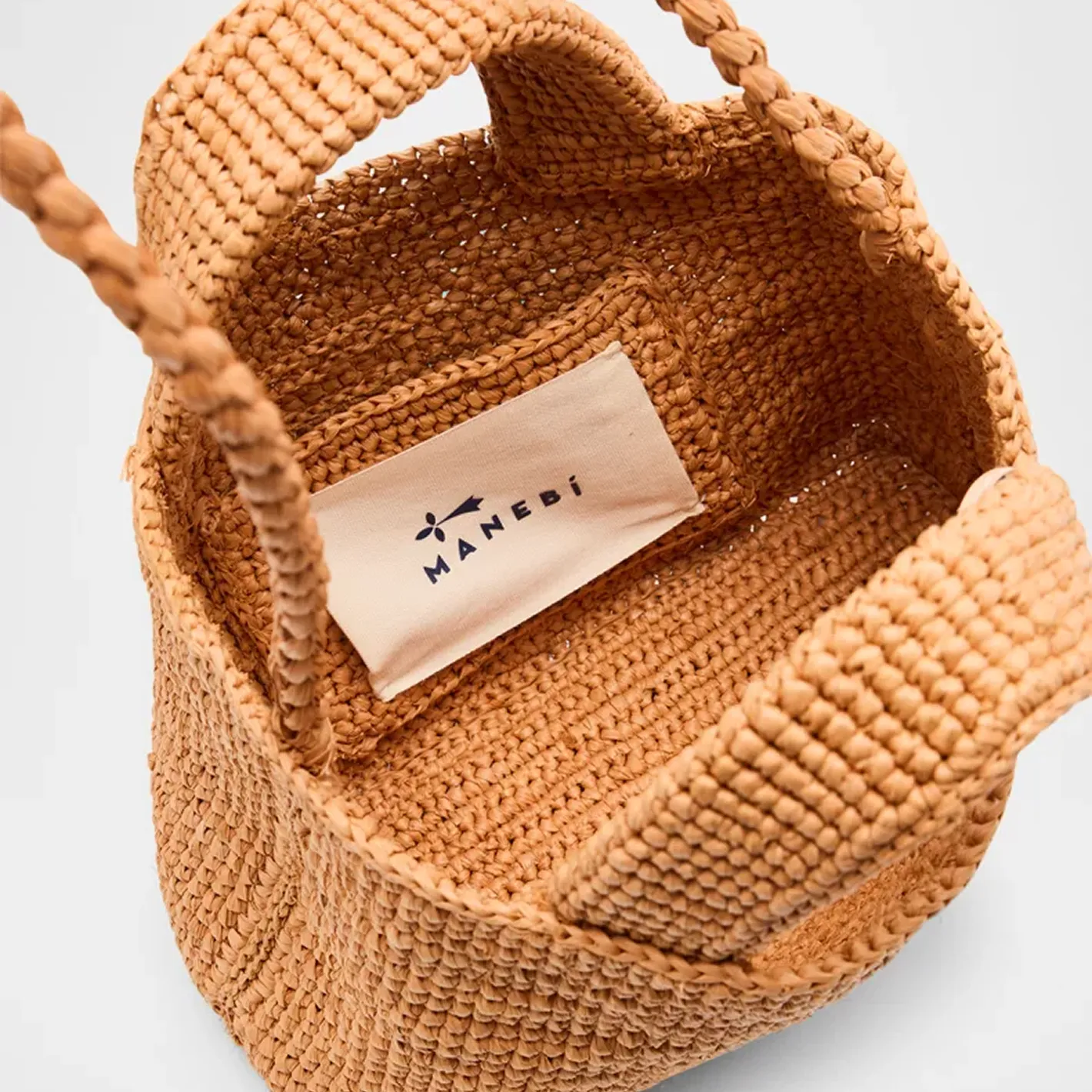manebi mini tan raffia sunset bag