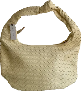 Melie Bianco Butter Yellow Larissa Woven Vegan Leather Shoulder Bag