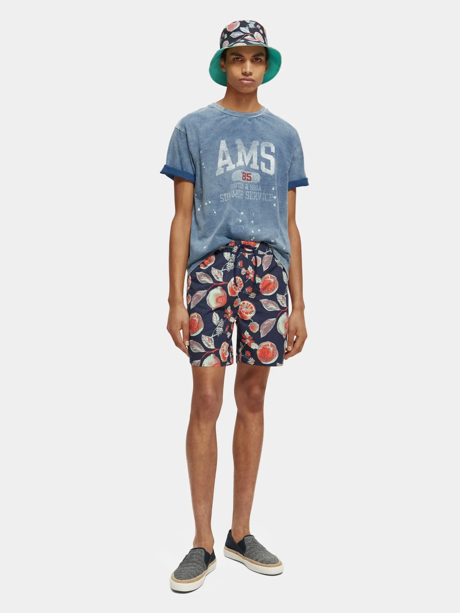 Mid-length printed swimshorts