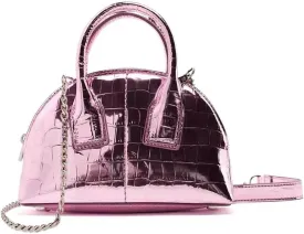 Mini Silver Crossbody Purse for Women Gold Purse Cute Small Top Handle Purses Pink Metallic Bag Shiny Chain Handbag