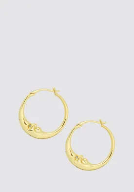 Moon Hoop Earrings In Gold