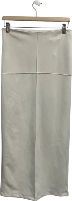 PrettyLittleThing Cream Ecru Faux Suede Seam Detail Column Maxi Skirt UK 8