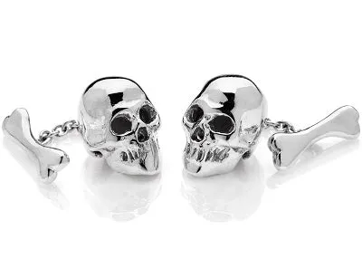 "SKULL and BONE” CUFFLINKS - STERLING SILVER