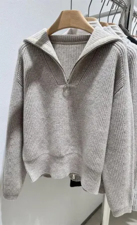 Ribbed Half Zip Sweater
