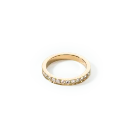 Ring stainless steel & crystals slim gold crystal