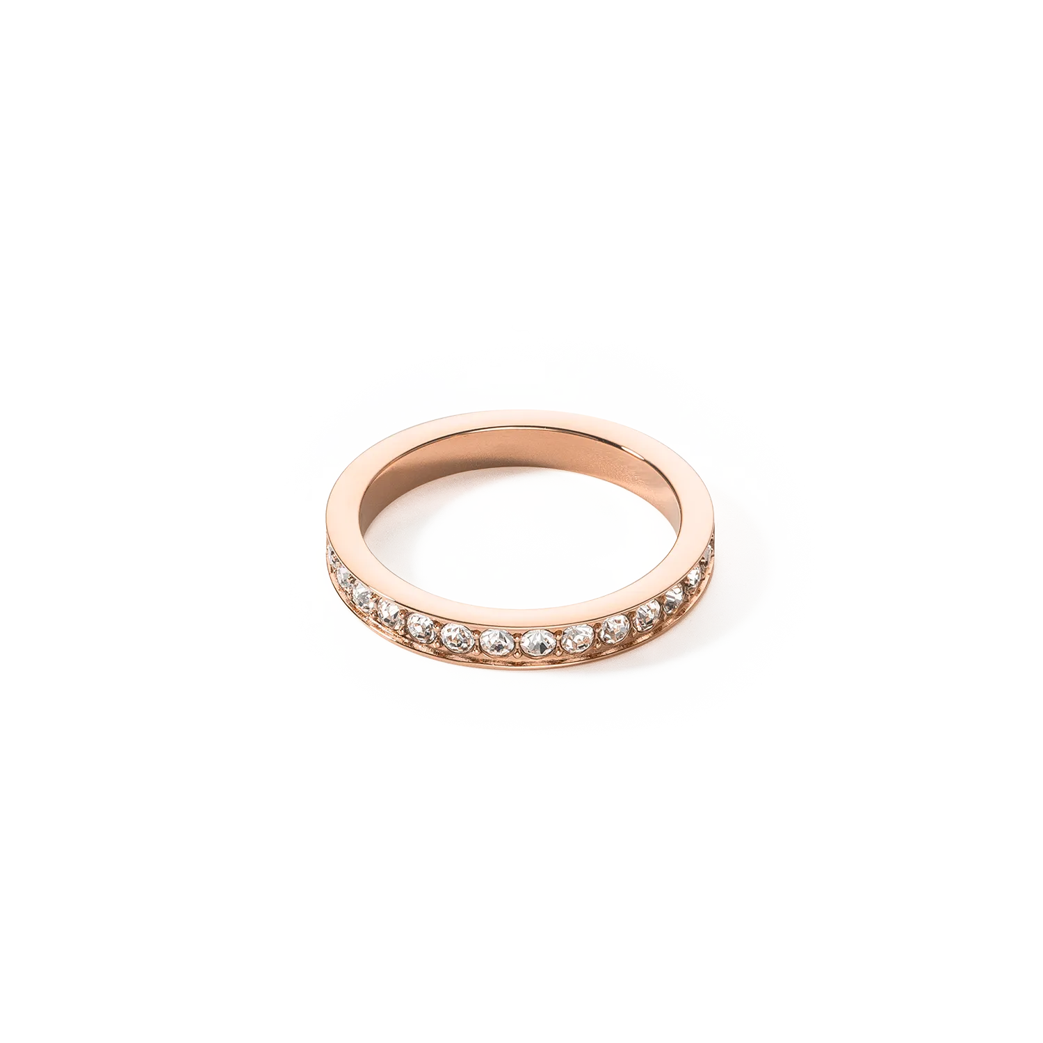 Ring stainless steel & crystals slim rose gold crystal