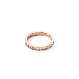 Ring stainless steel & crystals slim rose gold crystal