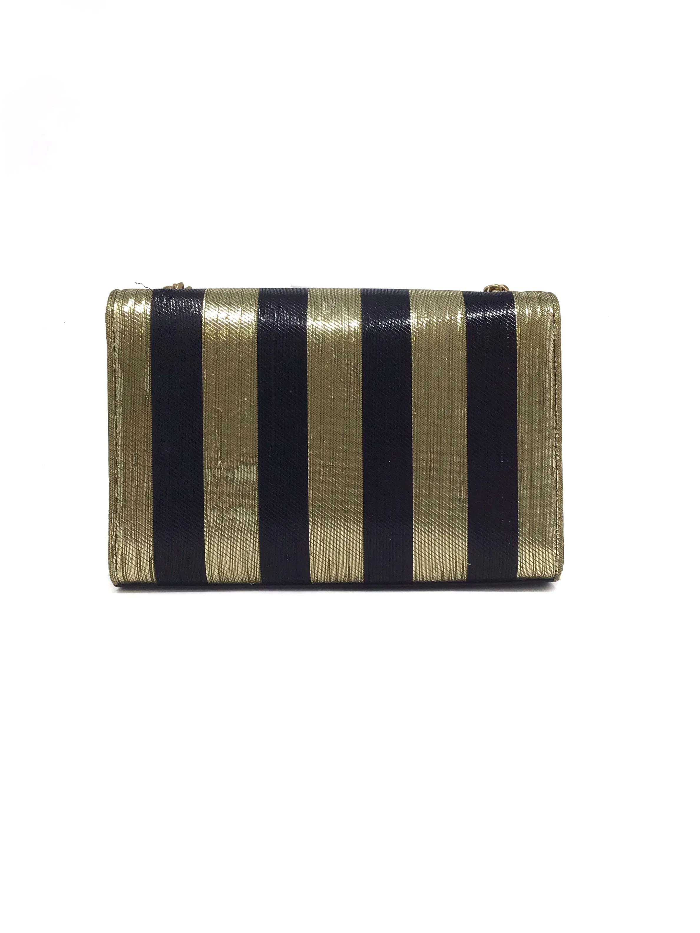 Saint Laurent 'Kate' Logo Metallic Striped SM Crossbody Bag