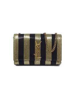 Saint Laurent 'Kate' Logo Metallic Striped SM Crossbody Bag