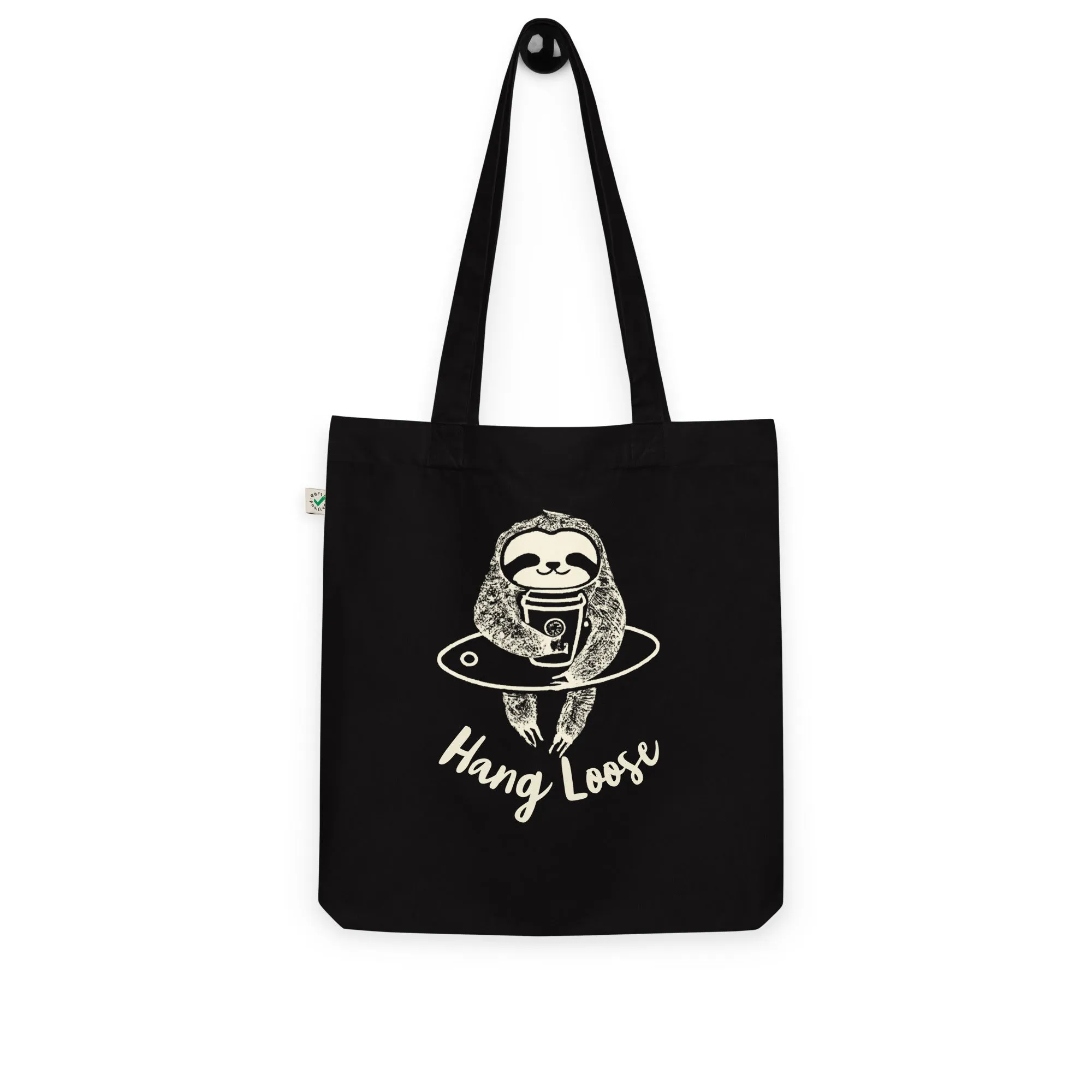 Sloth Surfer's Companion: Hang Loose Organic Tote Bag for Eco-Friendly Coffee Lovers