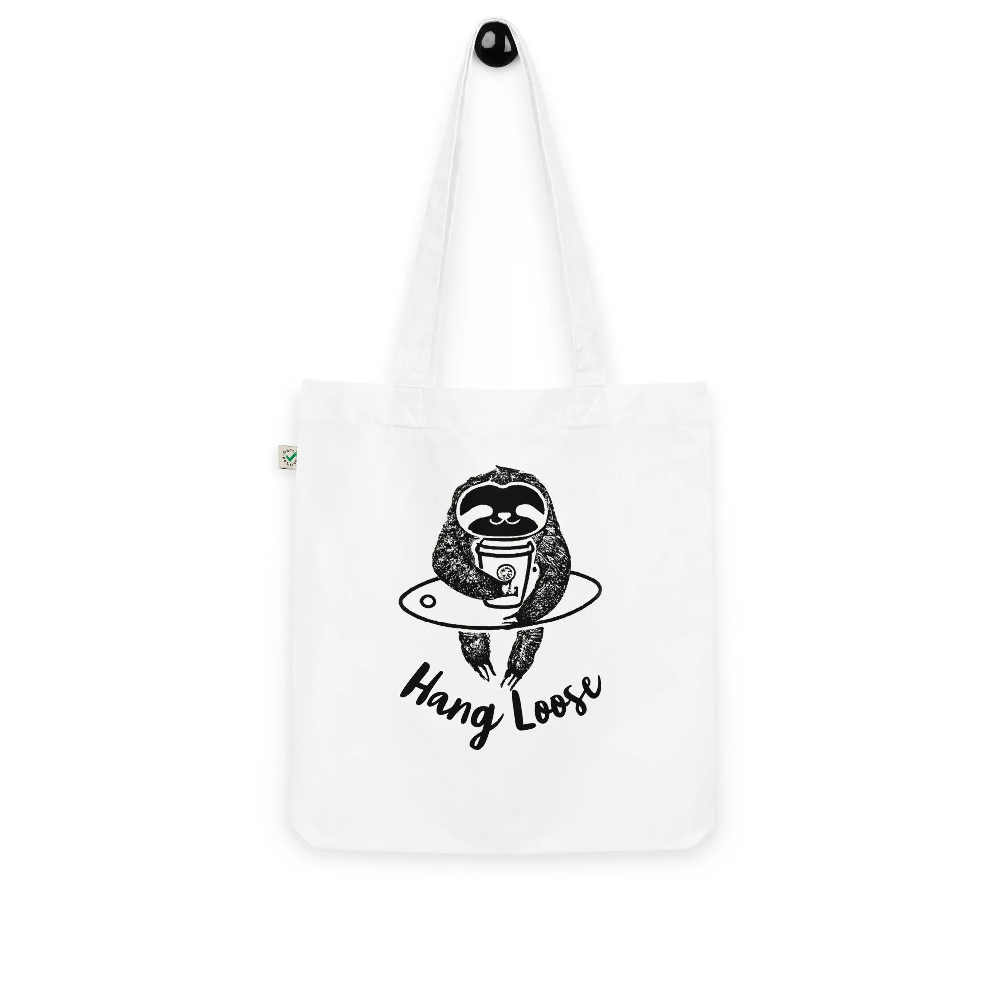 Sloth Surfer's Companion: Hang Loose Organic Tote Bag for Eco-Friendly Coffee Lovers