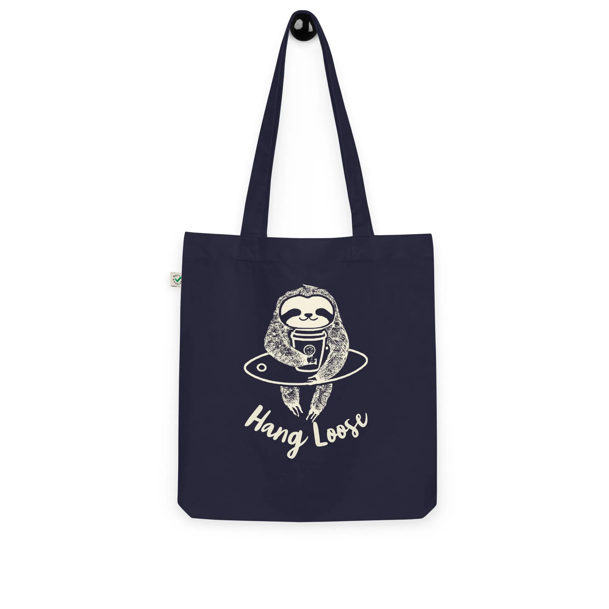 Sloth Surfer's Companion: Hang Loose Organic Tote Bag for Eco-Friendly Coffee Lovers