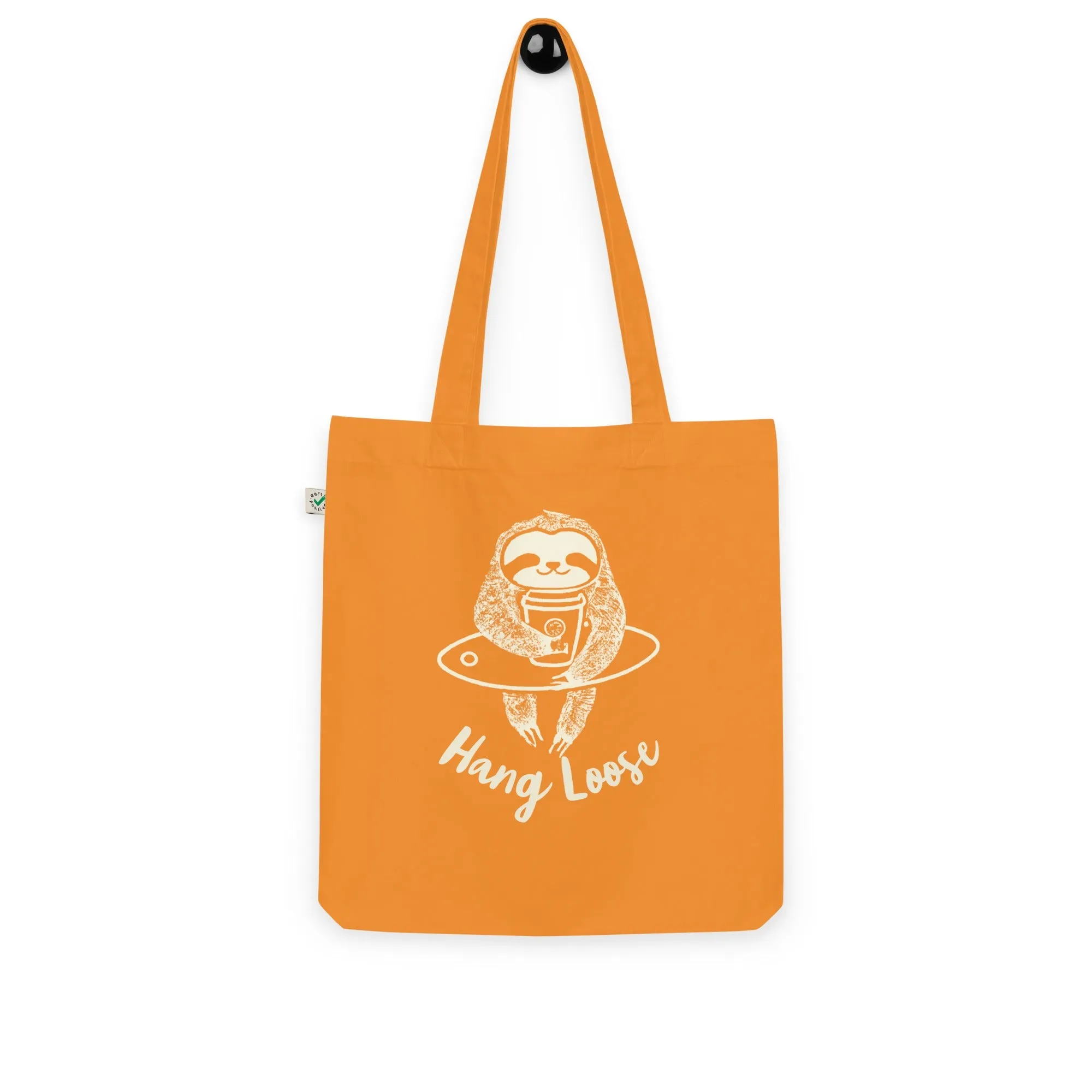 Sloth Surfer's Companion: Hang Loose Organic Tote Bag for Eco-Friendly Coffee Lovers