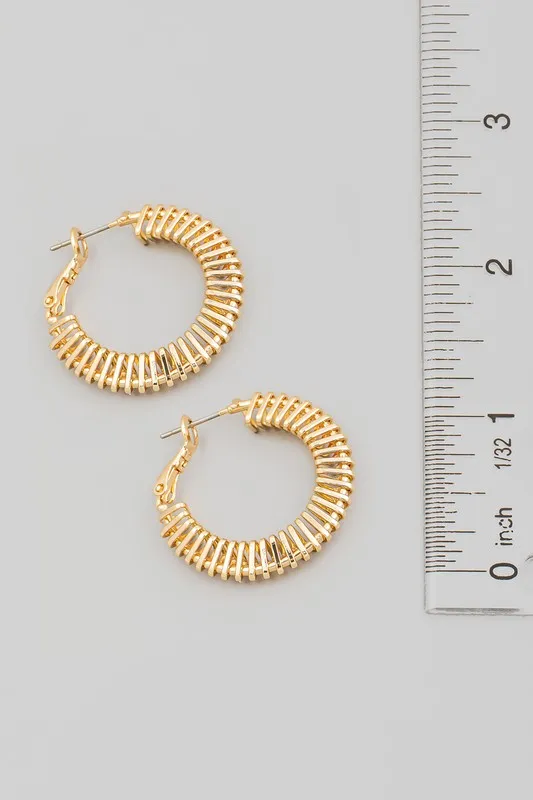 Textured 3 Layered Metallic Hoop Earrings in Gold or Silver