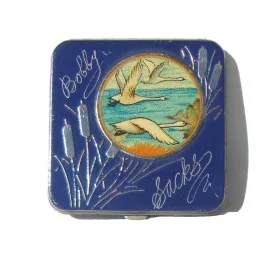 Vintage 30s Vashé Compact Makeup Powder & Rouge Case with Swans
